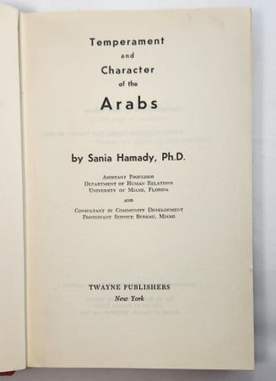 Temperament and Character of the Arabs by Sania Hamady, 1960