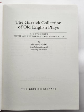 The Garrick Collection of Old English Plays, 1982 Hardcover