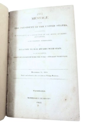 Affairs with Spain, President Monroe's Message December, 1818