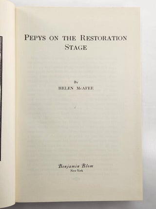 Pepys on the Restoration Stage by Helen McAfee, Hardcover Reprint